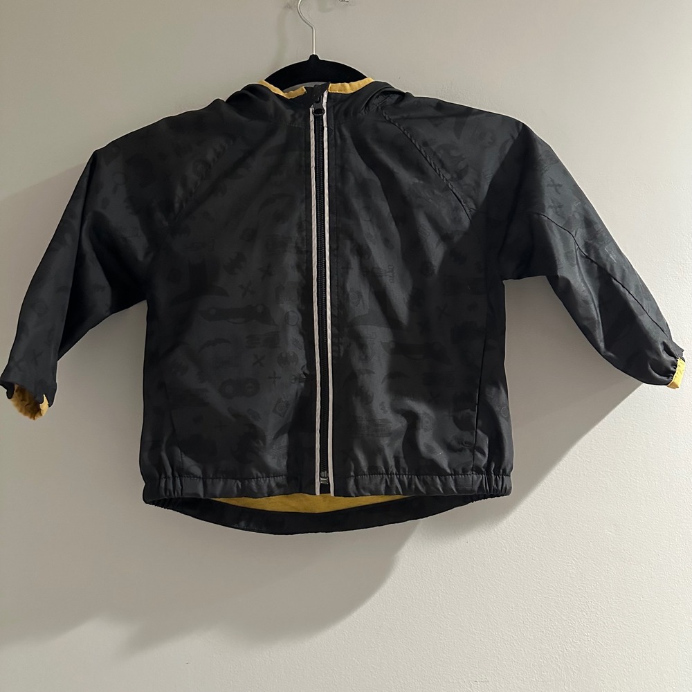 Baby Gap Batman Windbreaker Toddler 2T Black Yellow Excellent DC‎ Comics Jacket